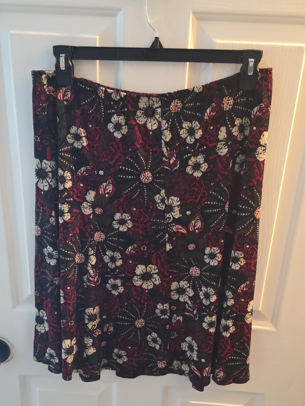Christopher & Banks Floral A-Line Skirt in Black, Burgundy, and White